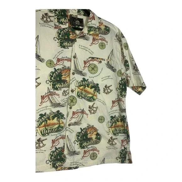 Jimmy Buffett Margaritaville XLarge Changes in Latitudes Hawaiian Shirt Cream - Picture 3 of 11